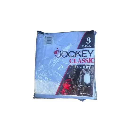 VTG 1987 Jockey Classic Men's 3-Pack A-Shirts Tank Cotton‎ Sz L NOS Made In USA - Picture 1 of 1
